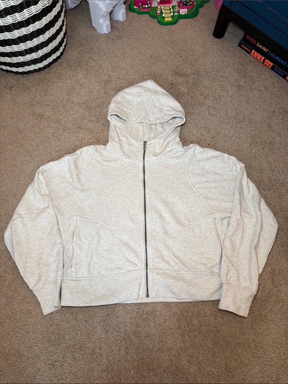 Lululemon Cotton French Terry Zip Hoodie in Heathered Bone